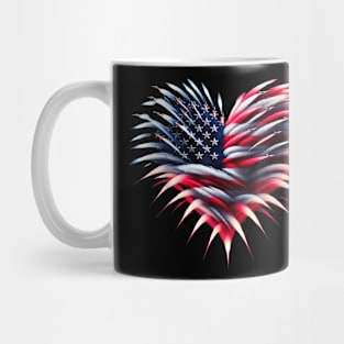 Fighter Jet Airplane American Flag Heart 4Th Of July Mug